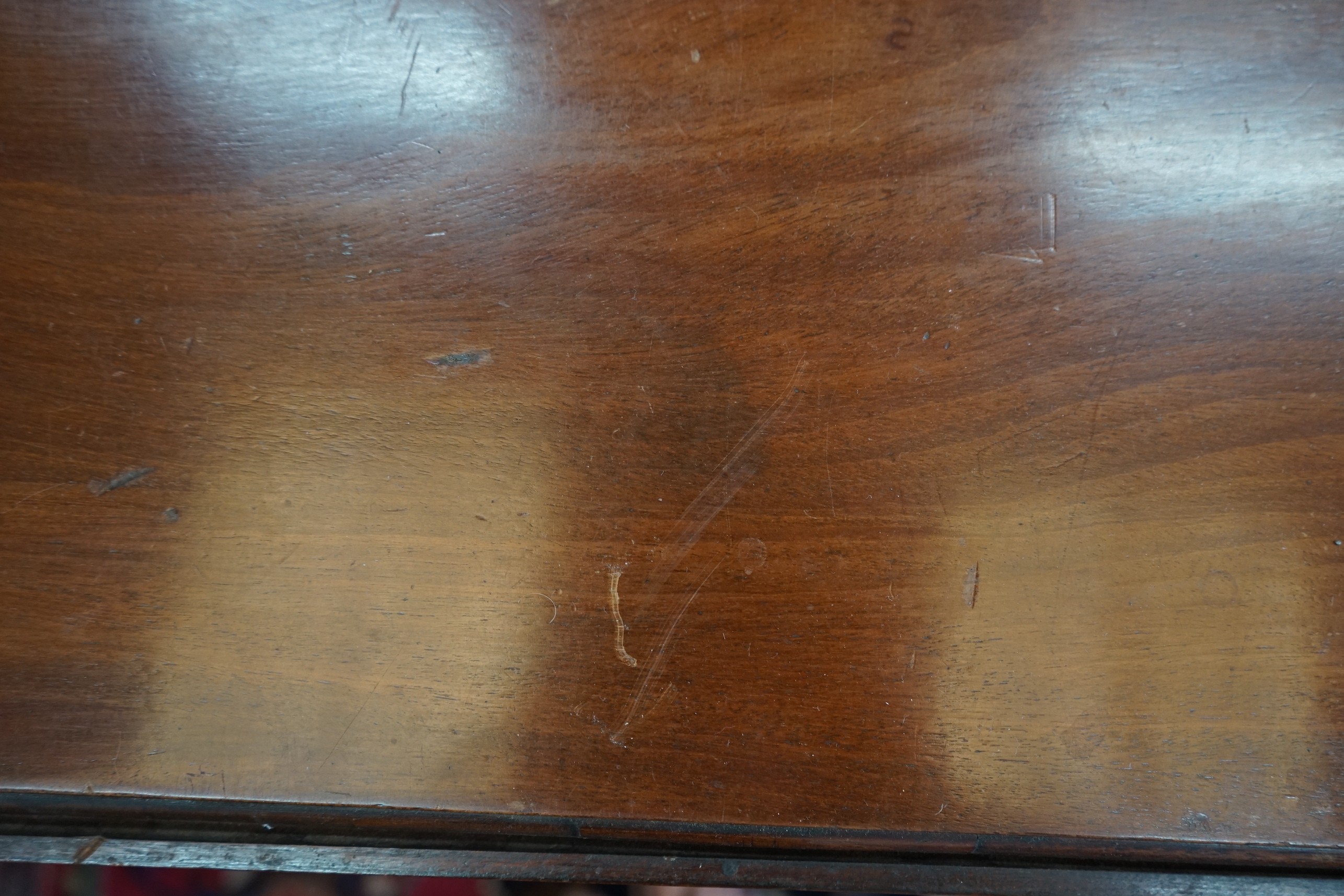 A George III and later satinwood banded mahogany oval Pembroke table, width 99cm, depth 56cm, height 75cm